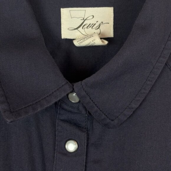 Levis Women's Pearl Snap Embroidered Blue Southwestern Blouse SZ Medium‎ Cowgirl - Picture 9 of 14